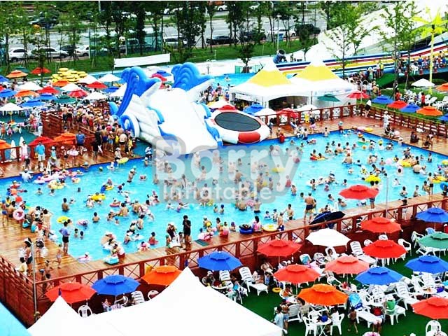 Rectangular Metal Frame Pool With Slide For Amusement Park BY-SP-032